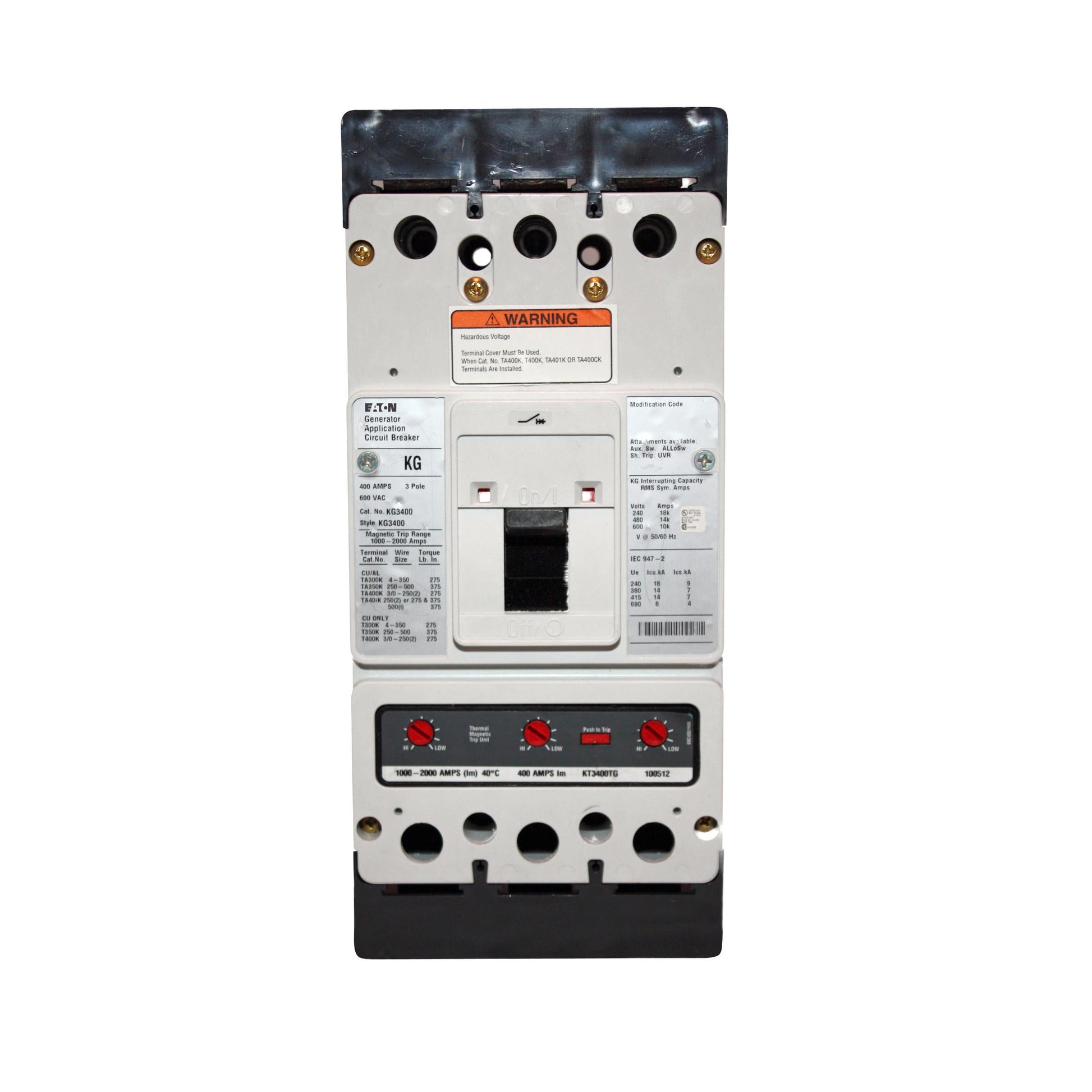 KG3400 - Cutler Hammer/ Eaton/ Westinghouse Feed-Thru 400 Amp 3 Pole Circuit Breaker - Essential Electric Supply