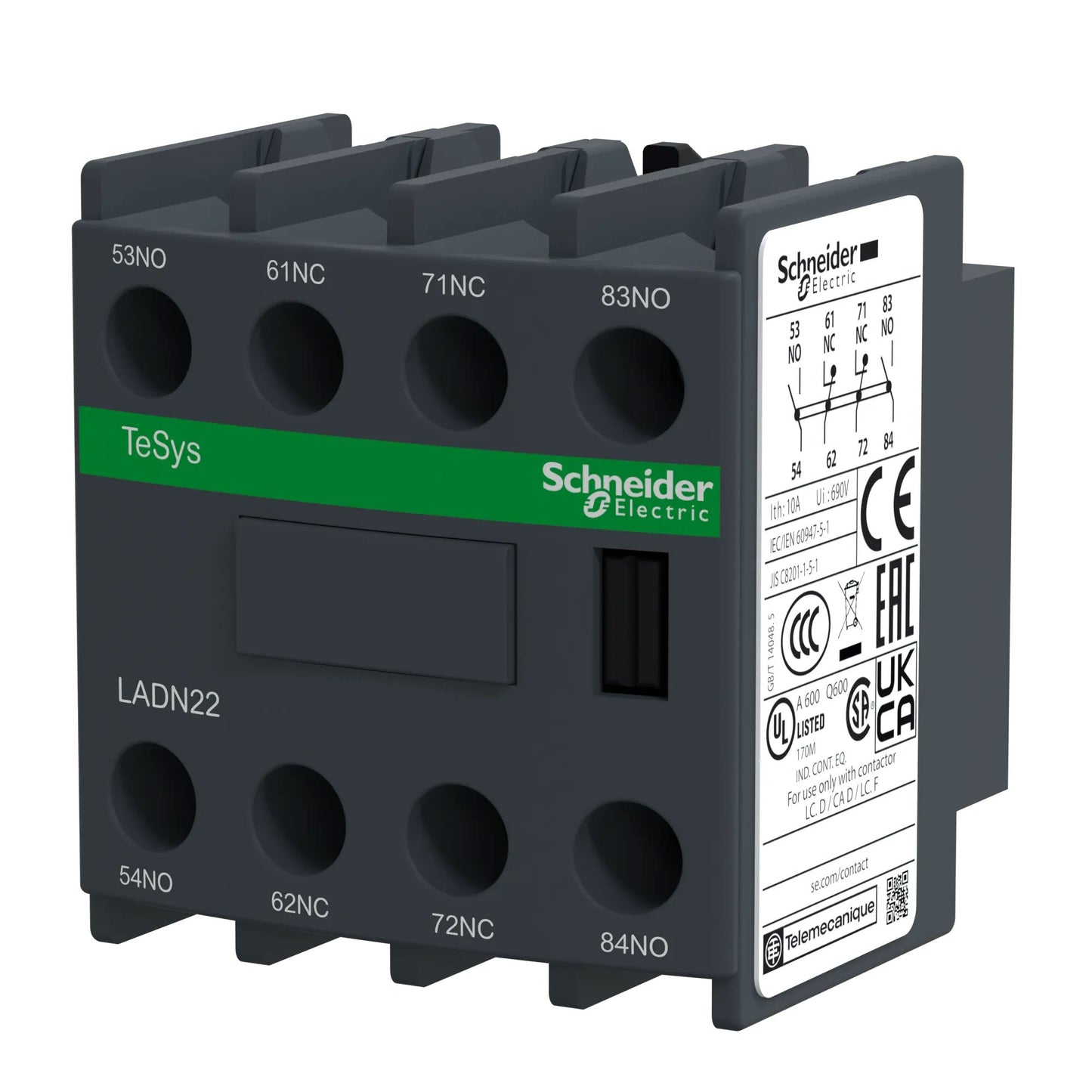 Telemecanique LADN22 Contactor And Motor Starter Auxiliary | 2NO/2NC 690V AC TeSys D