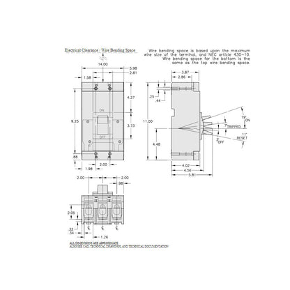 Square D LAL26125 Circuit Breaker | 600V 125A 2P 30kA@480V Feed-Thru LAL Series