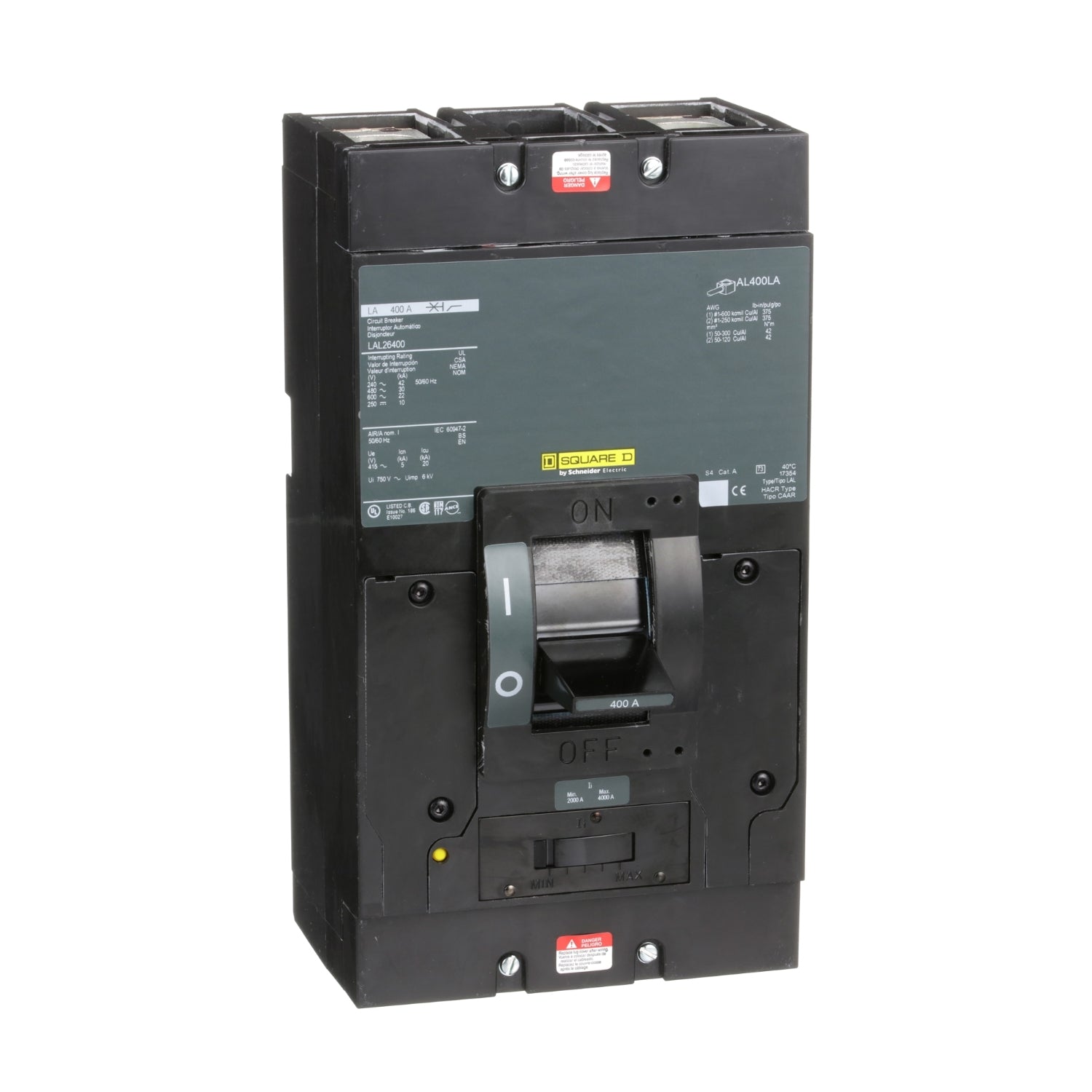 LAL26400V - Square D Feed-Thru 600V 400A 2 pole circuit breaker 30kA@480V - Essential Electric Supply