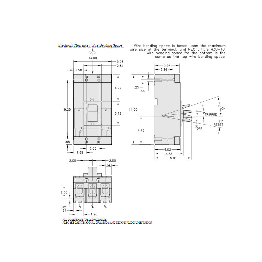 Square D LAL36125 Circuit Breaker | 600V 125A 3P 30kA@480V Feed-Thru LAL Series