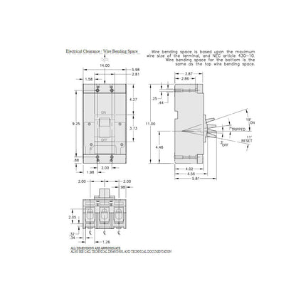 Square D LAL36125 Circuit Breaker | 600V 125A 3P 30kA@480V Feed-Thru LAL Series