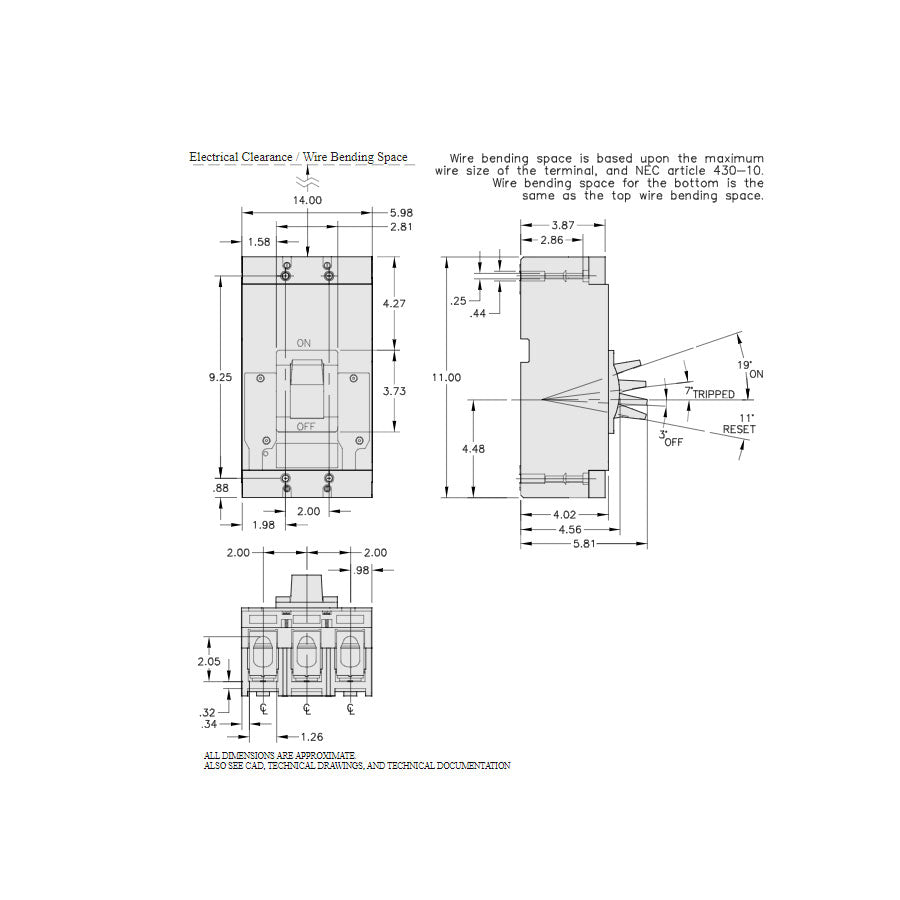 Square D LAL36150 Circuit Breaker | 600V 150A 3P 30kA@480V Feed-Thru LAL Series