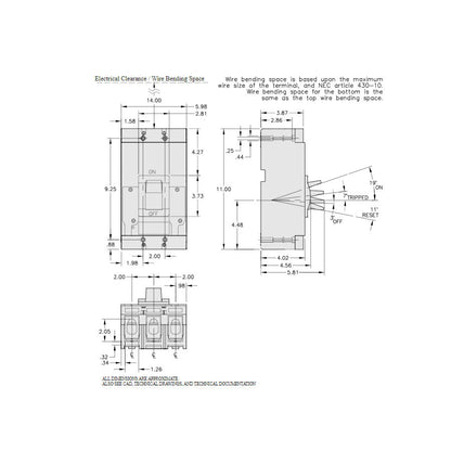 Square D LAL36150 Circuit Breaker | 600V 150A 3P 30kA@480V Feed-Thru LAL Series