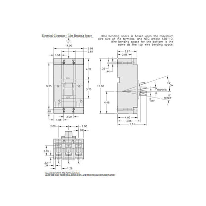 Square D LAL36225 Circuit Breaker | 600V 225A 3P 30kA@480V Feed-Thru LAL Series
