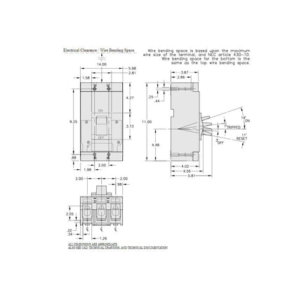 Square D LAL36300 Circuit Breaker | 600V 300A 3P 30kA@480V Feed-Thru LAL Series