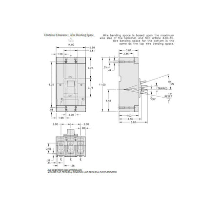 Square D LAL36350 Circuit Breaker | 600V 350A 3P 30kA@480V Feed-Thru LAL Series