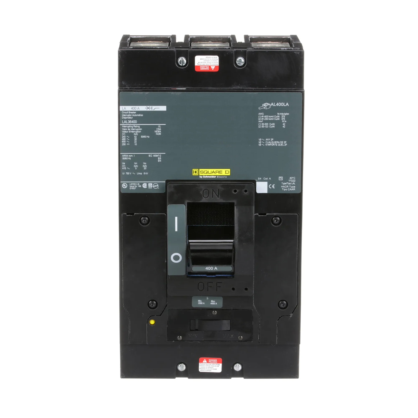 Square D LAL36400 Circuit Breaker | 600V 400A 3P 30kA@480V Feed-Thru LAL Series
