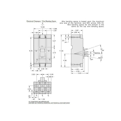 Square D LAL36400 Circuit Breaker | 600V 400A 3P 30kA@480V Feed-Thru LAL Series