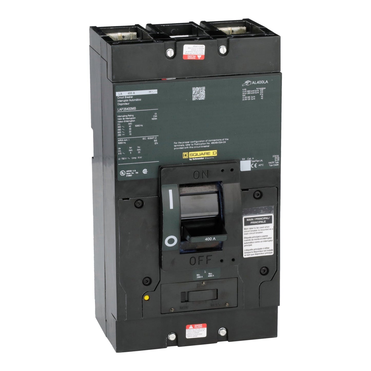 Square D LAP26400MB Circuit Breaker | 600V 400A 2P 30kA@480V Bolt-On LAP Series