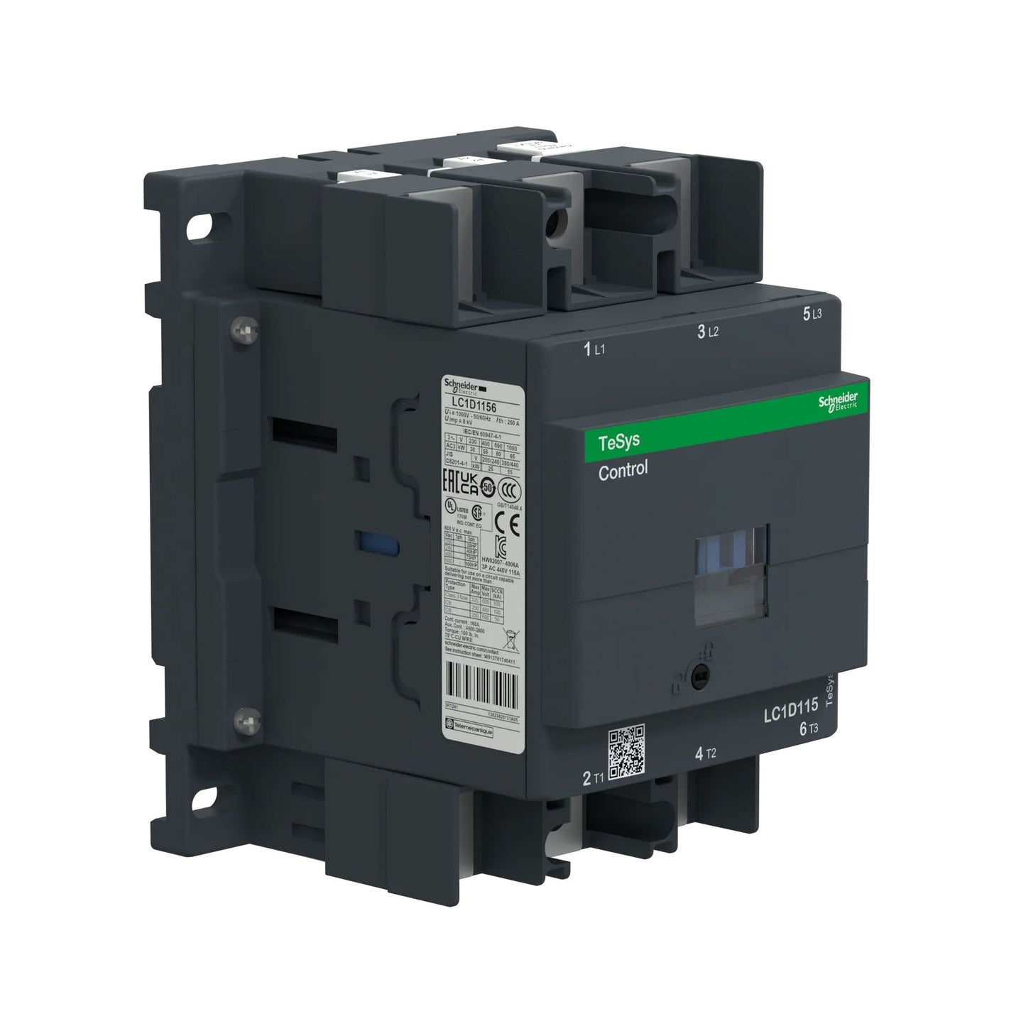LC1D1156M7 Schneider Electric 115A 3-Pole Contactor - Direct Replacement, 220V Coil