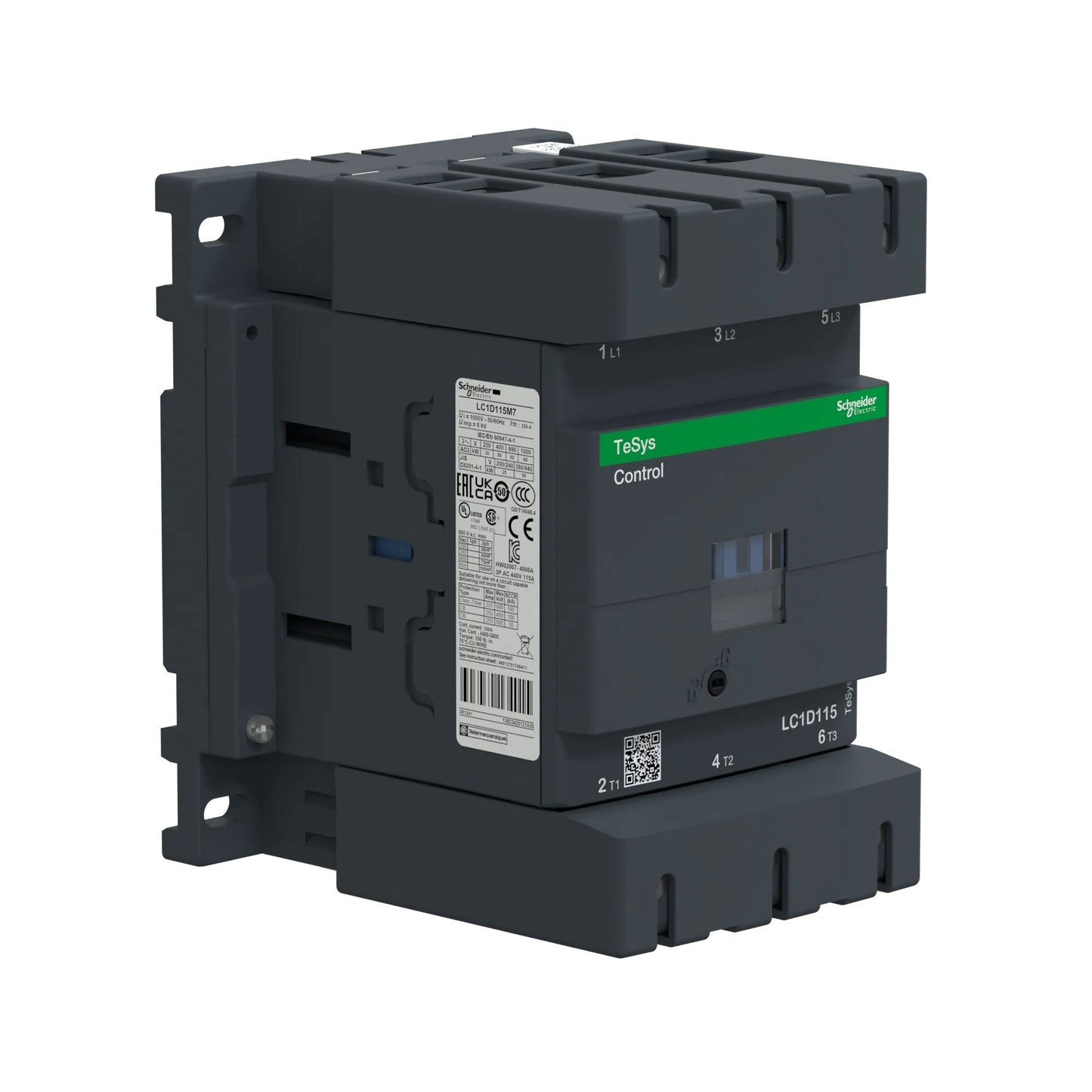 Schneider Electric LC1D115G7 Contactor 3P 600V 250A 120V Coil TeSys D