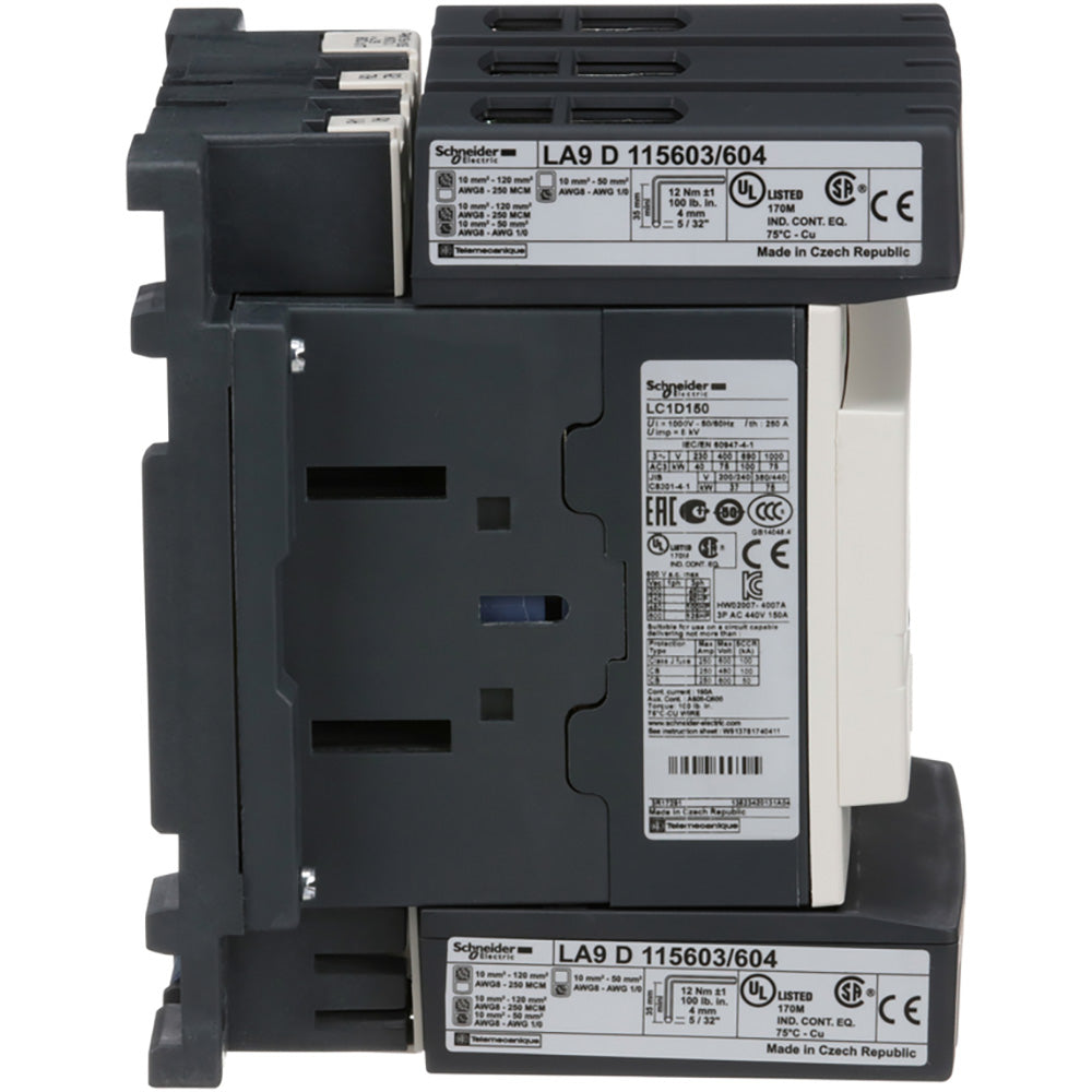 Schneider Electric LC1D150G7 Contactor 3P 600V 150A 120V Coil TeSys D