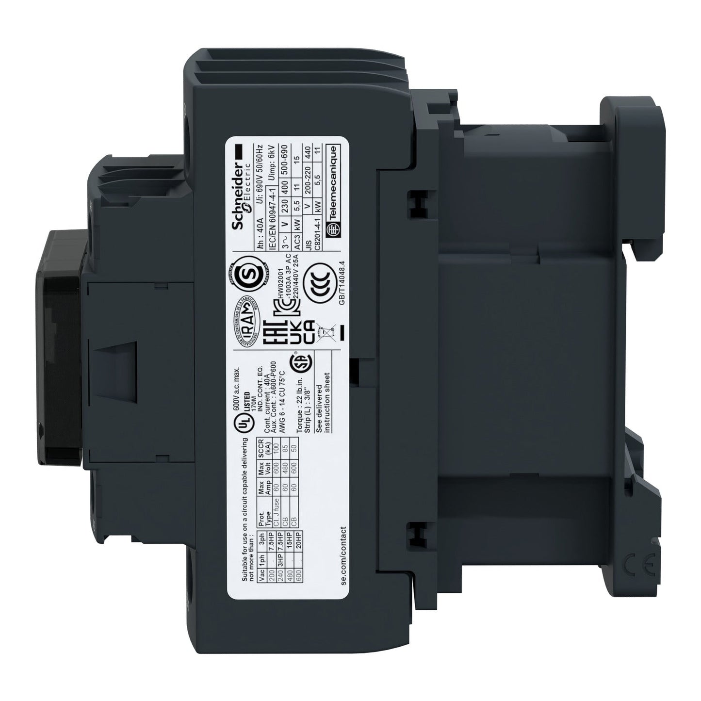 Schneider Electric LC1D25B7 Contactor | 3P 600V 40A 24V Coil TeSys D