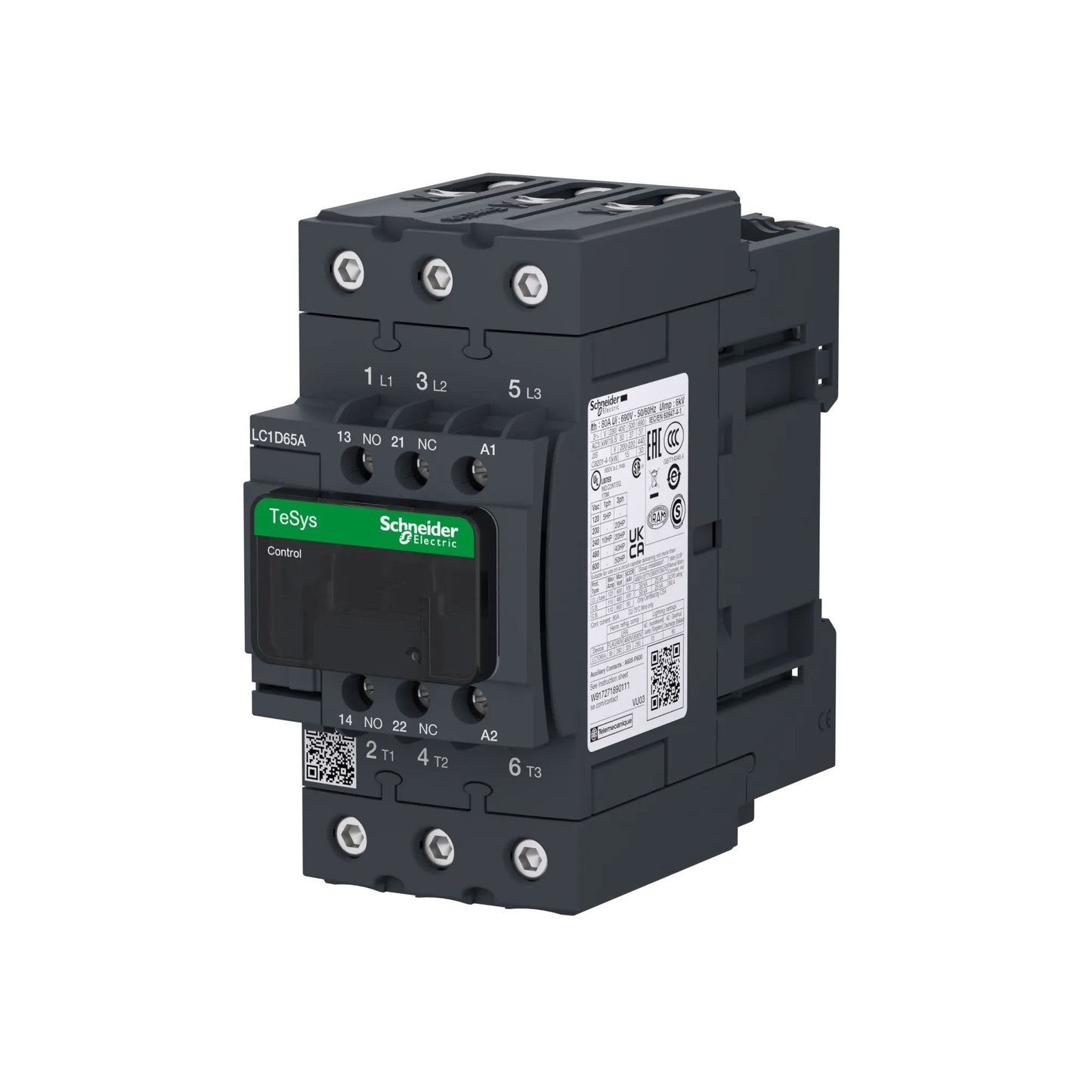 Square D LC1D65AG7 Contactor 3P 3P 600V 80A 120V Coil