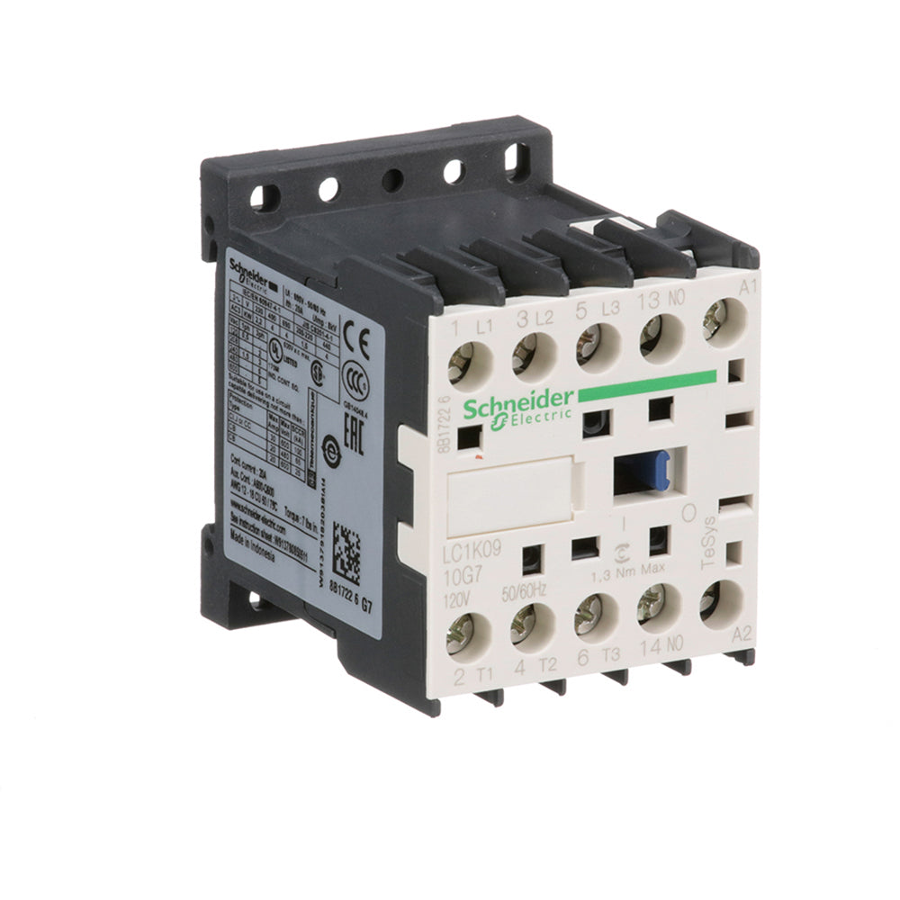 Schneider Electric LC1K0910G7 Contactor 3 pole 600V 20A 120V coil TeSys K