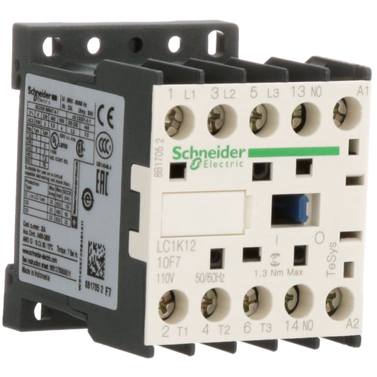 Schneider Electric LC1K1210F7 Contactor | 1P 1Ph 120V 50A 10kA TeSys K