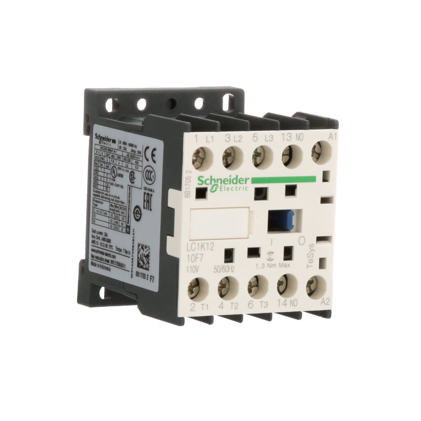 Schneider Electric LC1K1210F7 Contactor | 1P 1Ph 120V 50A 10kA TeSys K