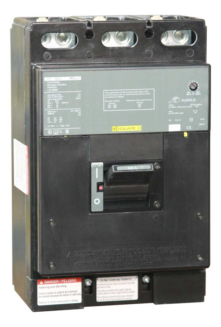 Square D LCL36600 Circuit Breaker | 600V 600A 3P 65kA@480V Feed-Thru LCL Series