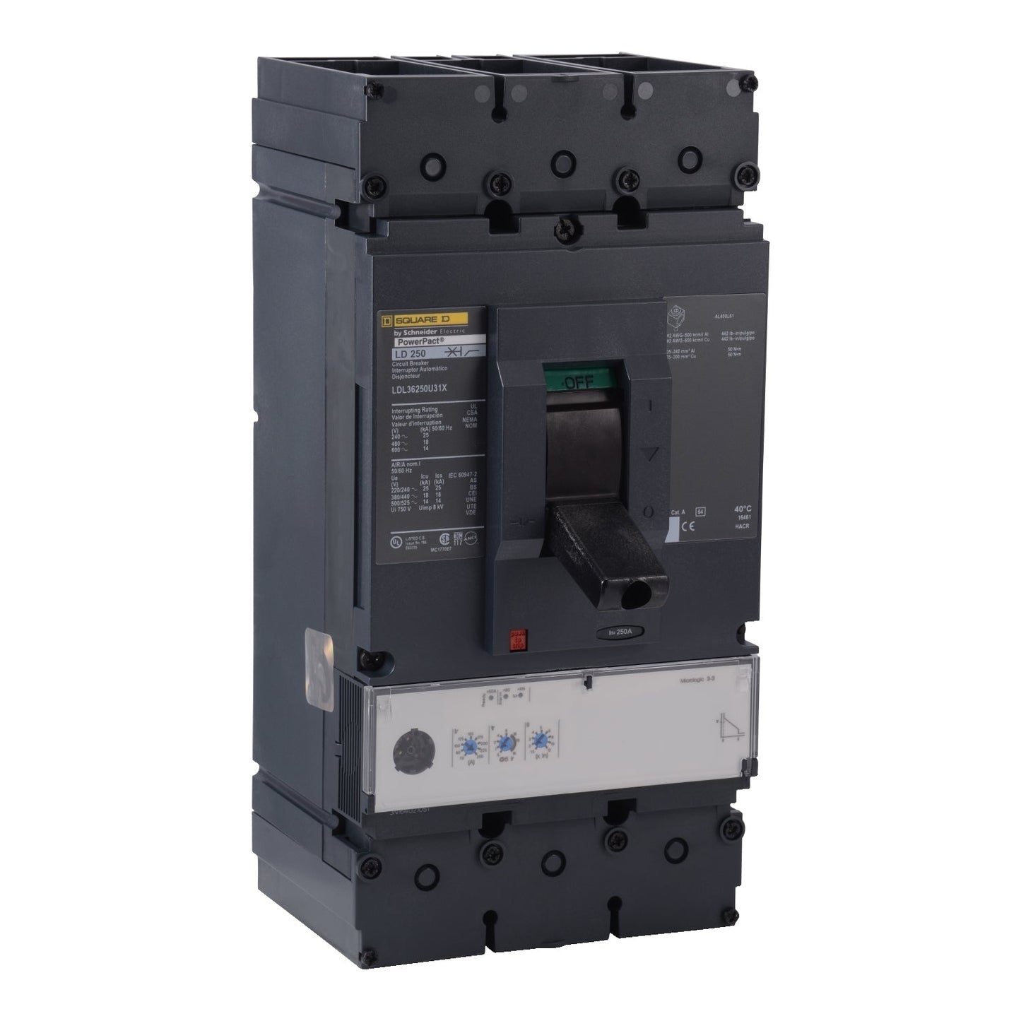 LDL36250CU31X - Square D Feed-Thru 600V 250A 3 pole circuit breaker 18kA@480V - Essential Electric Supply