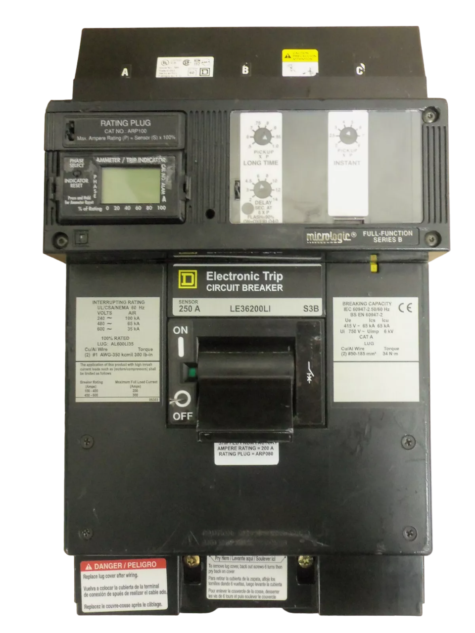 Square D LE36200LI Circuit Breaker | 600V 200A 3P 65kA@480V I-Line Style Plug-In Micrologic