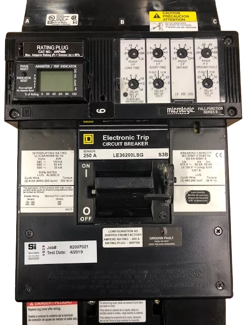 Square D LE36200LSG Circuit Breaker | 600V 200A 3P 65kA@480V I-Line Style Plug-In Micrologic