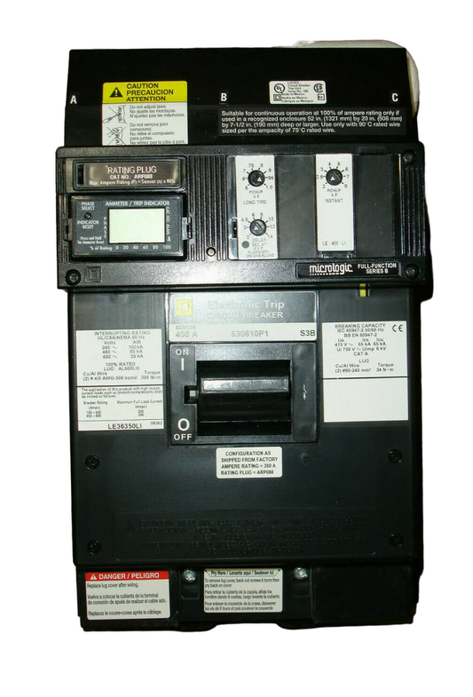 Square D LE36350LI Circuit Breaker | 600V 350A 3P 65kA@480V I-Line Style Plug-In Micrologic
