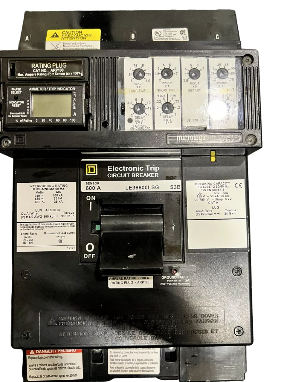 Square D LE36600LSG Circuit Breaker | 600V 600A 3P 65kA@480V I-Line Style Plug-In Micrologic