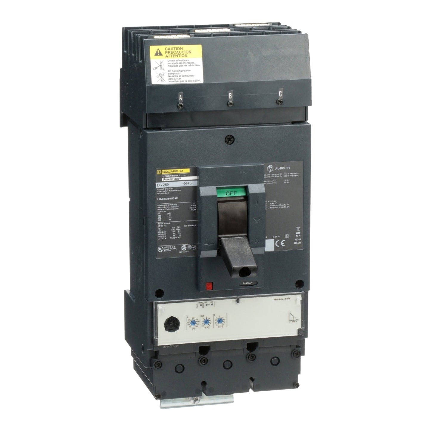 Square D LGA36250U33X Circuit Breaker | 600V 250A 3P 35kA@480V I-Line Plug-In Powerpact