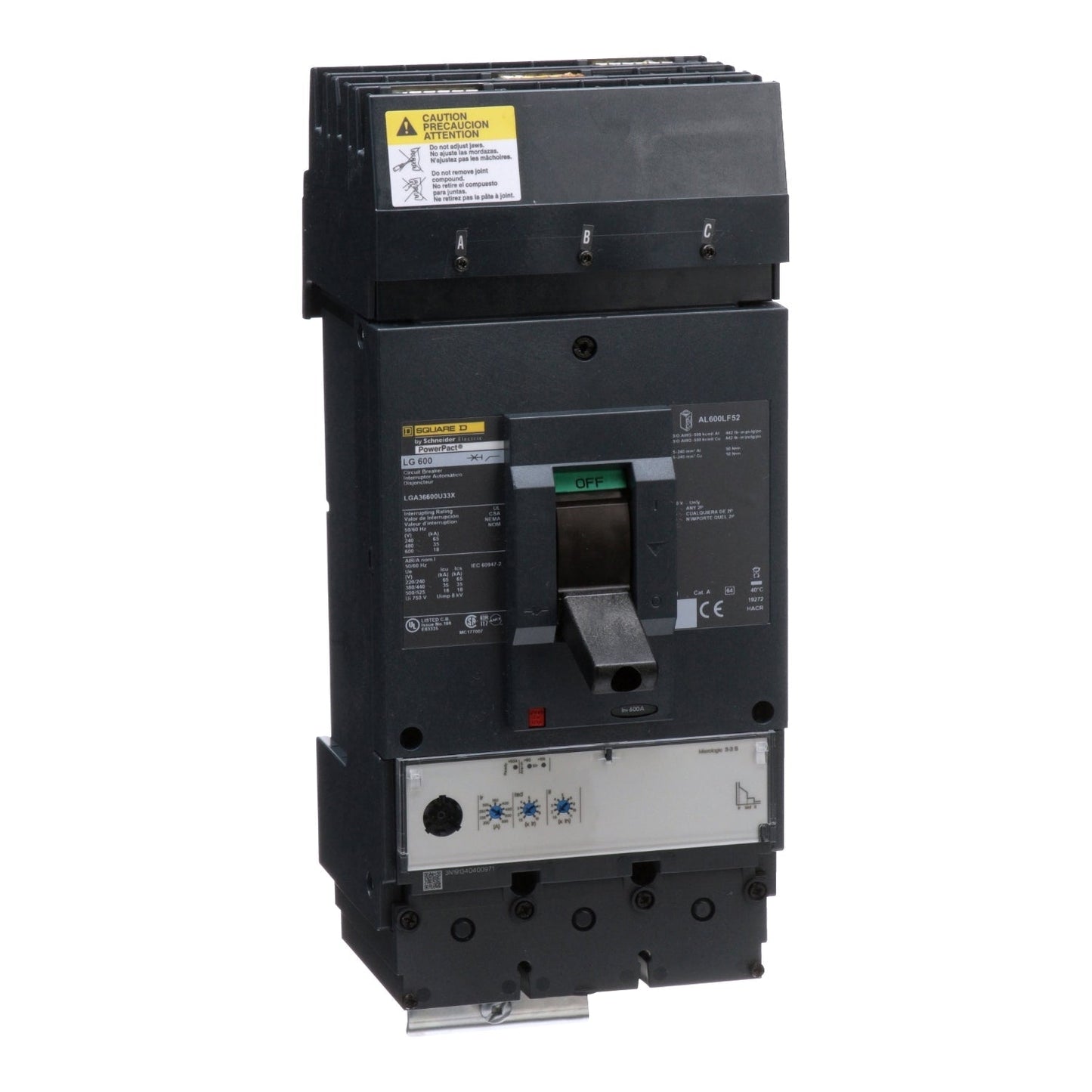 Square D LGA36400U31X Circuit Breaker | 600V 400A 3P 35kA@480V I-Line Style Plug-In Powerpact