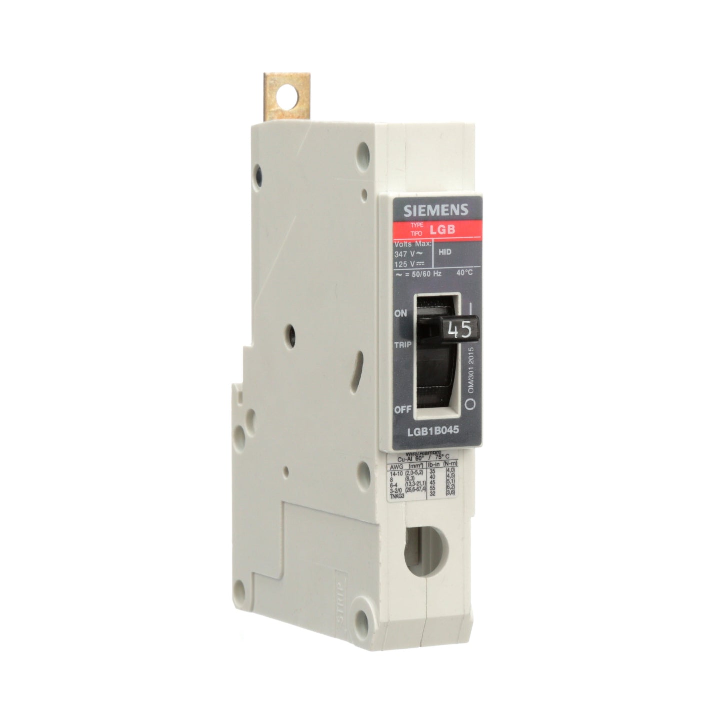 Siemens LGB1B045B Circuit Breaker | 347V 45A 1P 65kA@277V Bolt-On VL Series