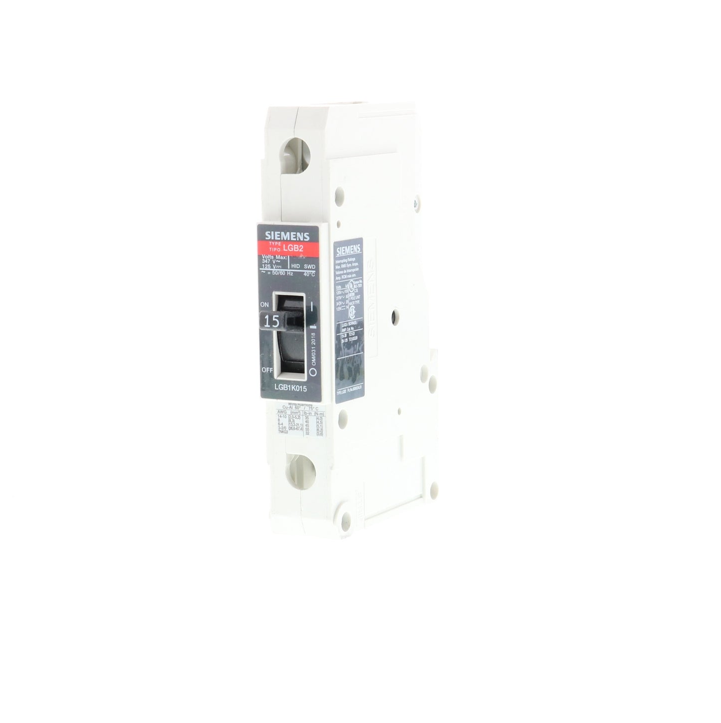 Siemens LGB1K015B Circuit Breaker | GB2 Series GB2 347V 15A
