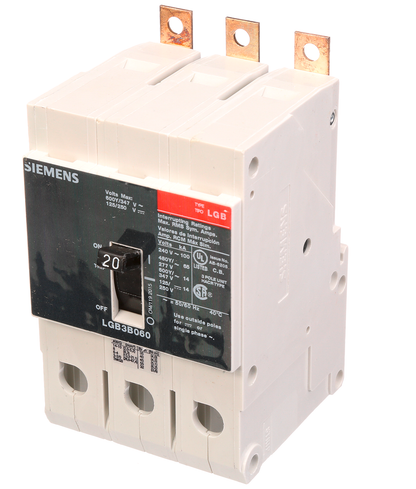 Siemens LGB3B020B Circuit Breaker | 480V 20A 3P 65kAIC@480V Bolt-On VL Series