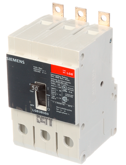 Siemens LGB3B050B Circuit Breaker | 600V 50A 3P 100kA@240V Bolt-On VL Series