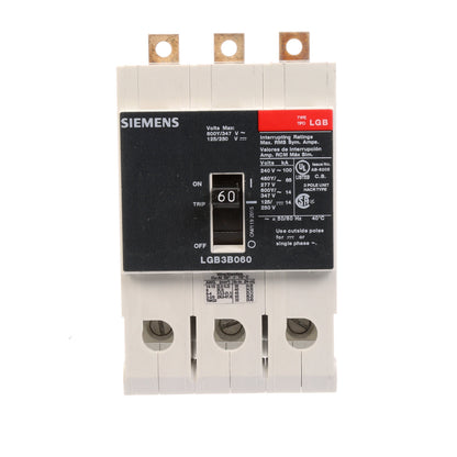Siemens LGB3B060B Molded Case Circuit Breaker | 600V 60A 3P 100kA@240V Bolt-On VL Series