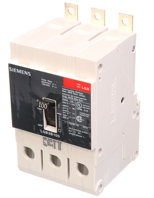 Siemens LGB3B100 Circuit Breaker | 600V 100A 3P 100kA@240V Bolt-On