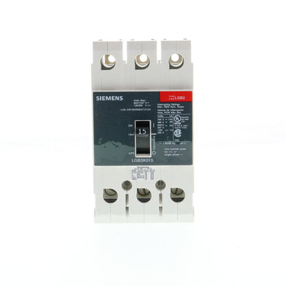 Siemens LGB3K015B Circuit Breaker | 600V 15A 3P 65kA@480V Bolt-On GB2 Series
