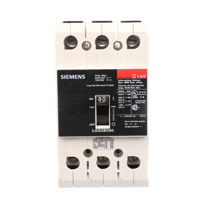 Siemens LGG3B080L Molded Case Circuit Breaker | 600V 80A 3P 65kA@480V Feed-Thru VL Series
