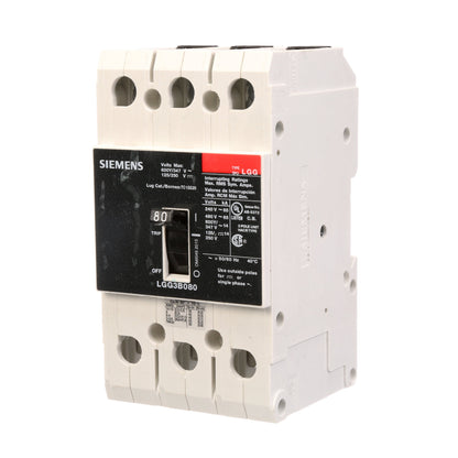 Siemens LGG3B080L Molded Case Circuit Breaker | 600V 80A 3P 65kA@480V Feed-Thru VL Series