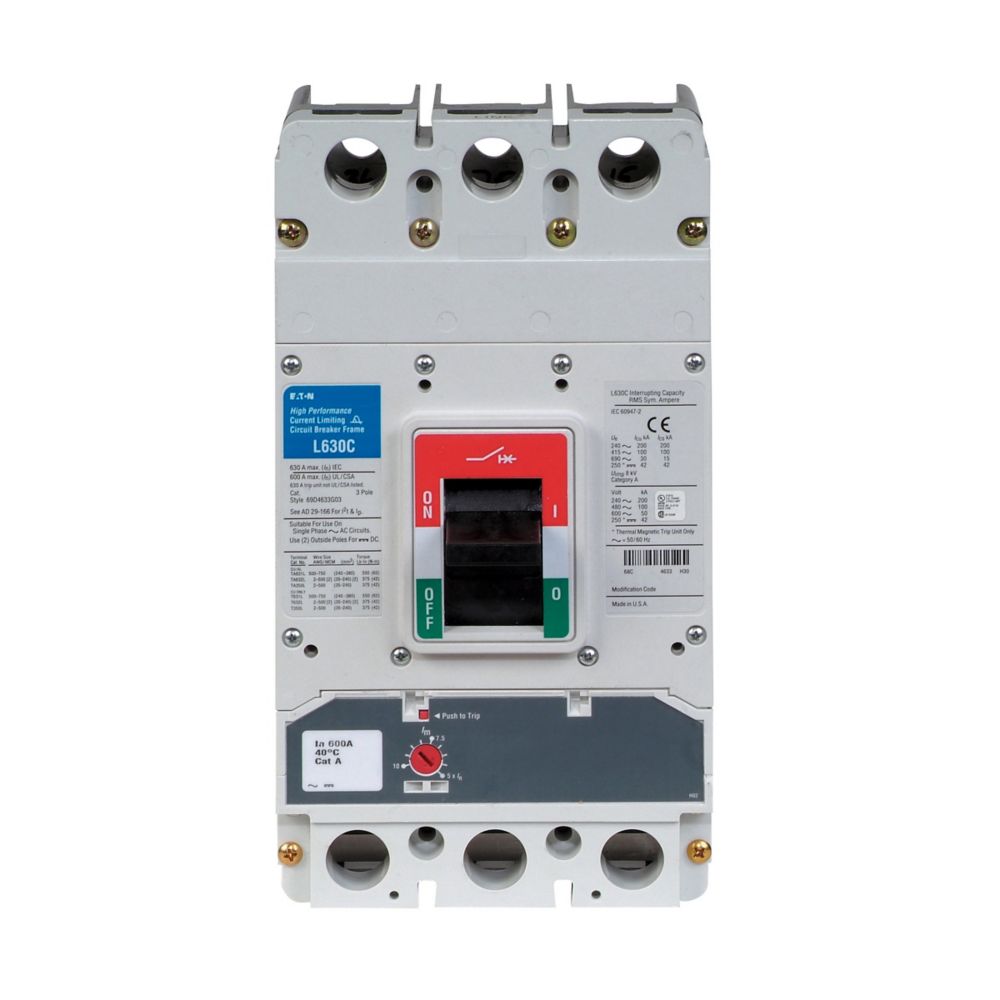 Cutler Hammer LGS3500FAG Circuit Breaker | 600V 500A 3P 50kA@480V Feed-Thru Series G