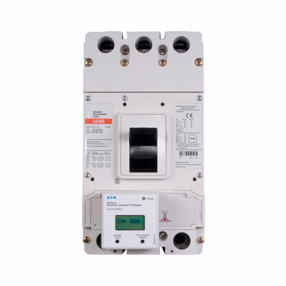 Cutler Hammer LGS3630NN Circuit Breaker | 600V 630A 3P 35kA@480V Bolt-On Series G