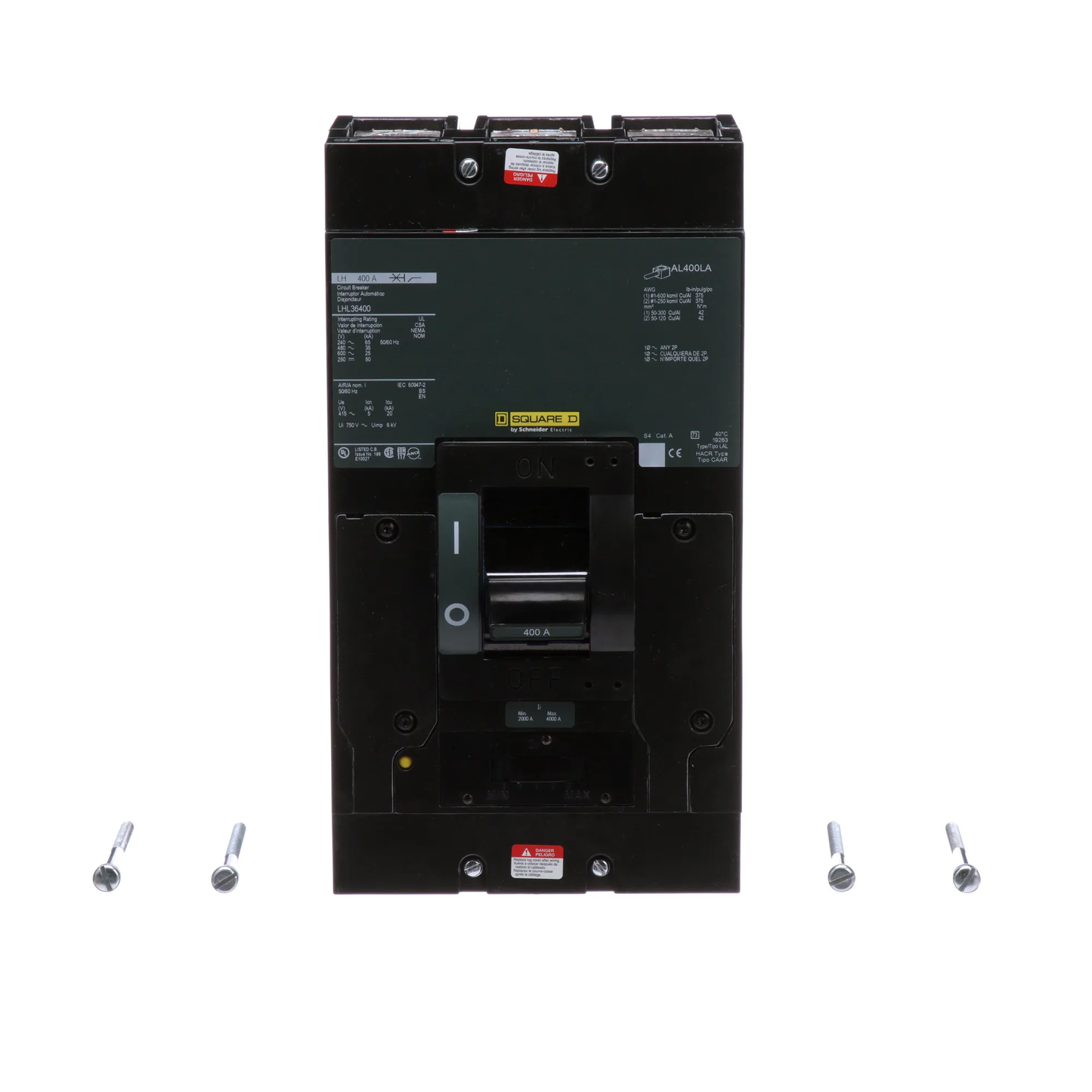 Square D LHL36400 Molded Case Circuit Breaker | 600V 400A 3P 35kA@480V Bolt-On LHL Series