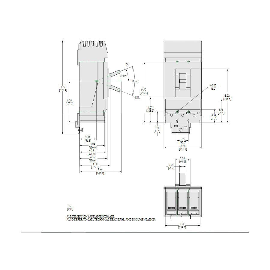 Square D LJA36400U31X Circuit Breaker | 600V 400A 3P 65kA@480V I-Line Style Plug-In Powerpact