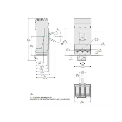 Square D LJA36400U31X Circuit Breaker | 600V 400A 3P 65kA@480V I-Line Style Plug-In Powerpact