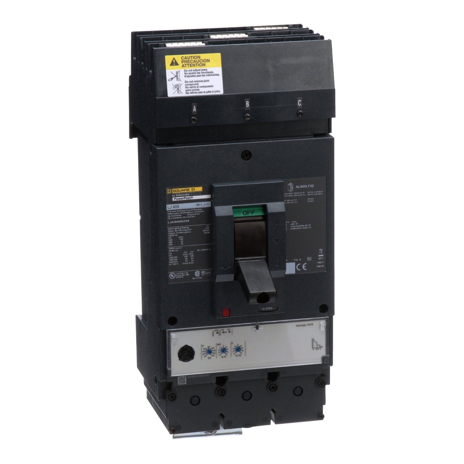 LJA36400U33XABBC - Square D  600V 400A 3 pole circuit breaker - Essential Electric Supply