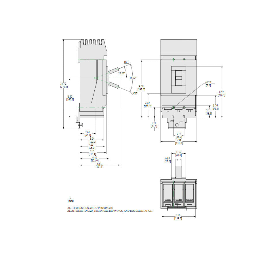 Square D LJA36400U43X Circuit Breaker | 600V 400A 3P 65kA@480V I-Line Style Plug-In Powerpact