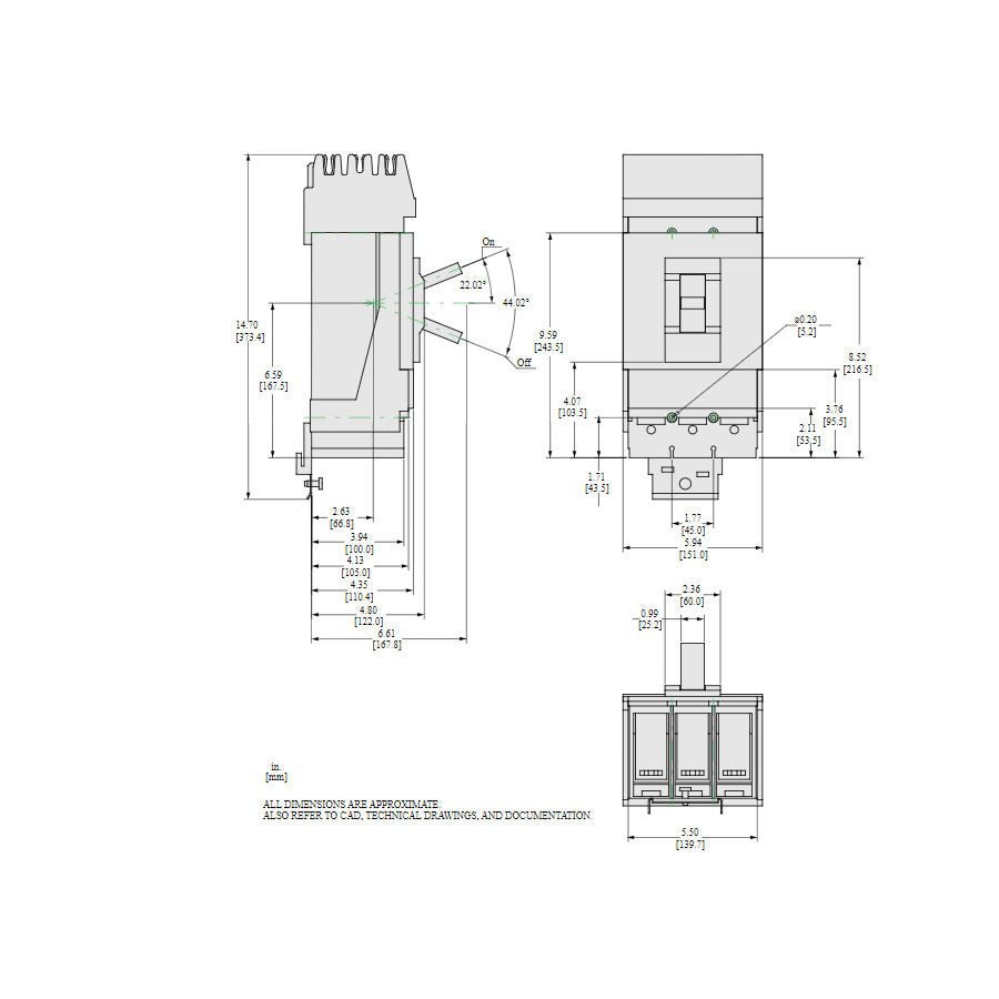 Square D LJA36400U44X Circuit Breaker | 600V 400A 3P 65kA@480V I-Line Style Plug-In Powerpact