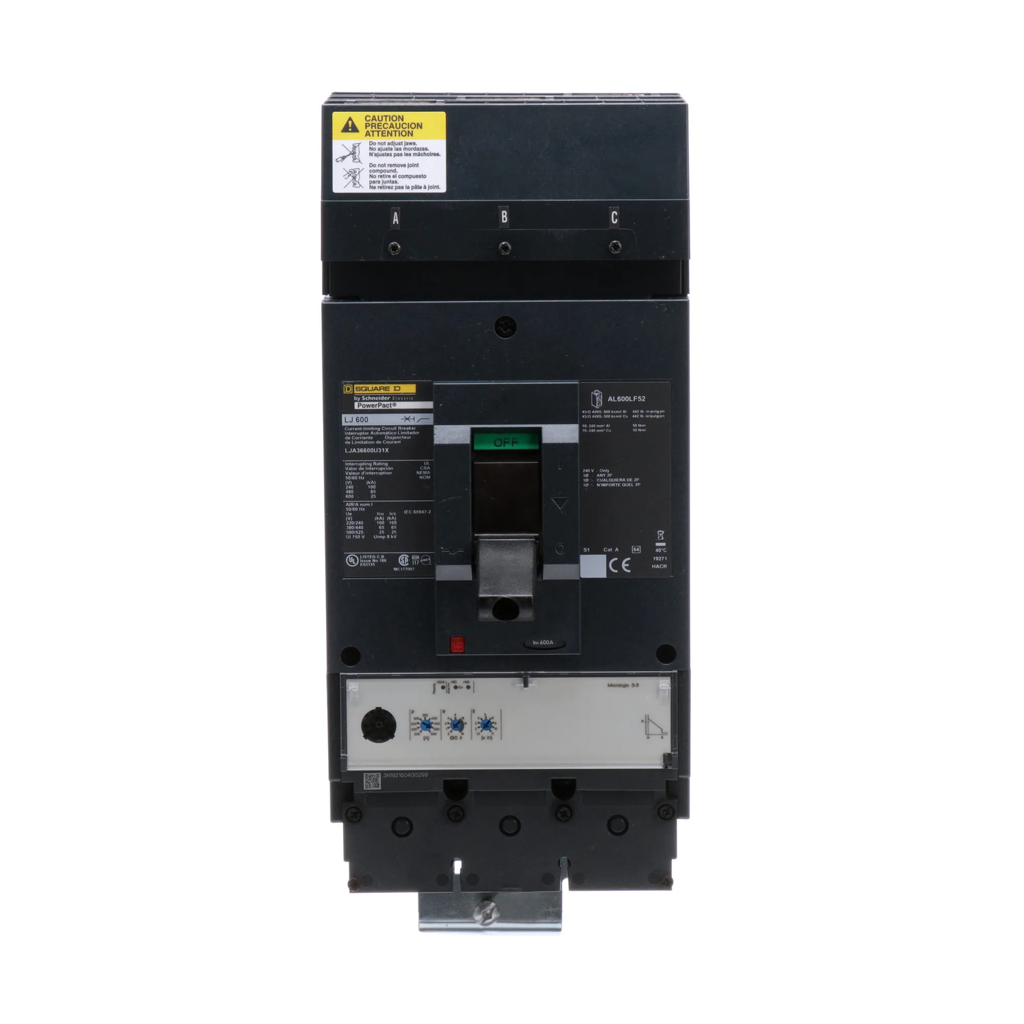 Square D LJA36600U31X Circuit Breaker | 600V 600A 3P 65kA@480V I-Line Style Plug-In Powerpact