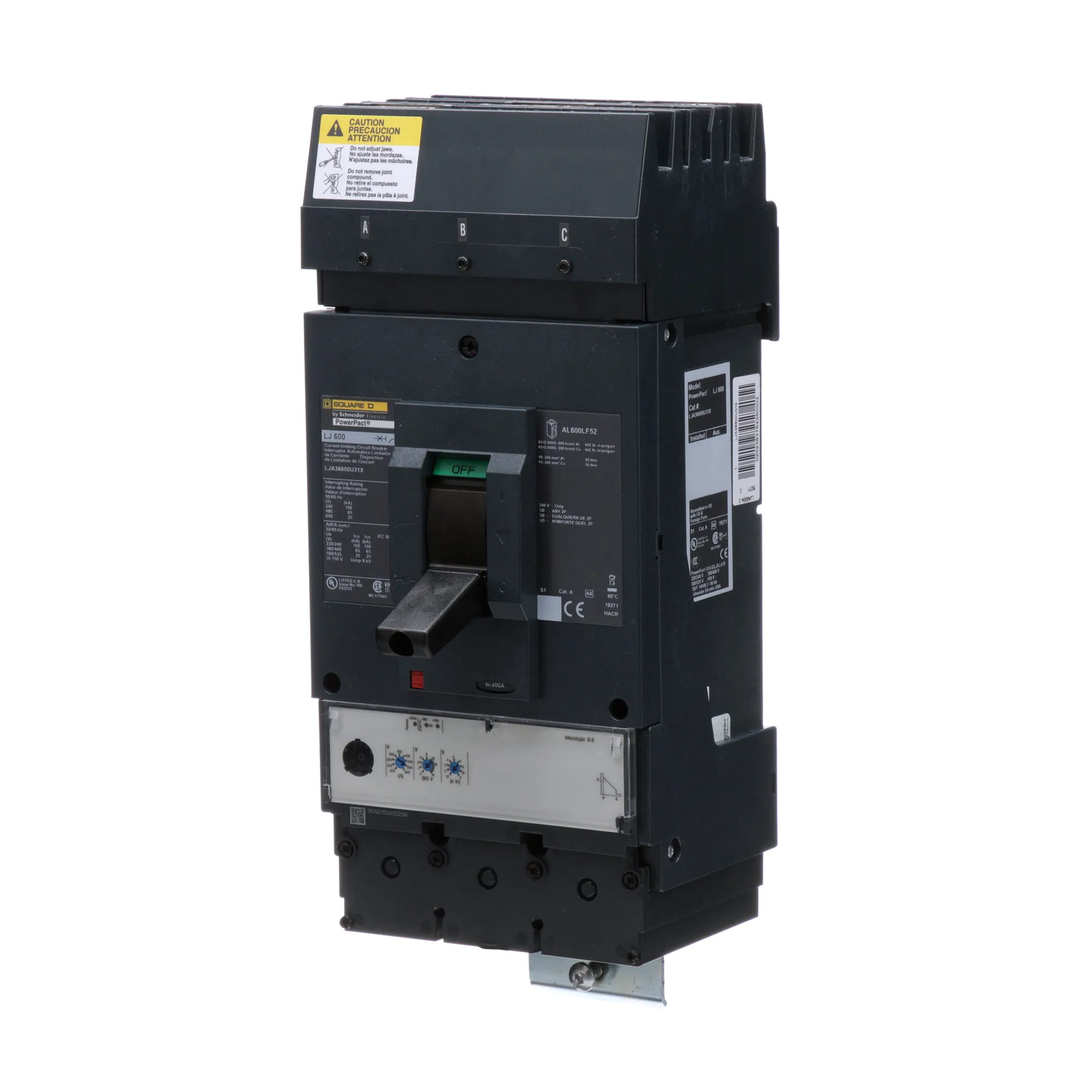 Square D LJA36600U31X Circuit Breaker | 600V 600A 3P 65kA@480V I-Line Style Plug-In Powerpact