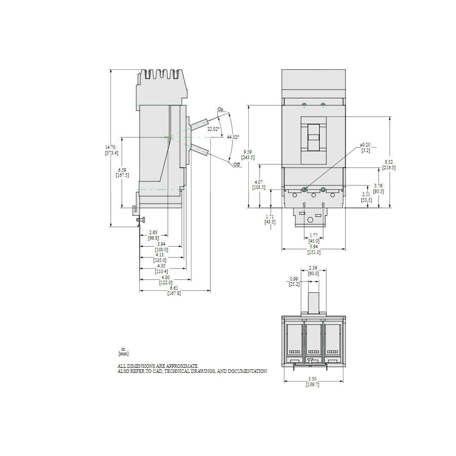 Square D LJA36600U31X Circuit Breaker | 600V 600A 3P 65kA@480V I-Line Style Plug-In Powerpact